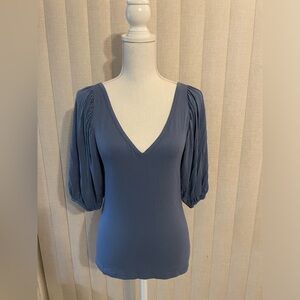 BCBGirls Blue V-Neck Top Size Small